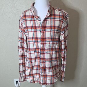 Old Navy Men's Red and Blue Plaid Casual Shirt, Size Small